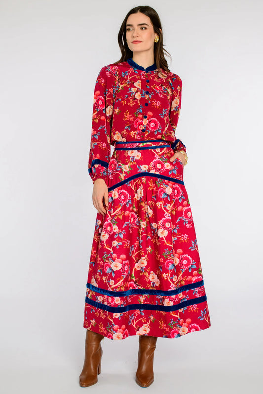 Hannah Top in Chinoiserie Scarlett