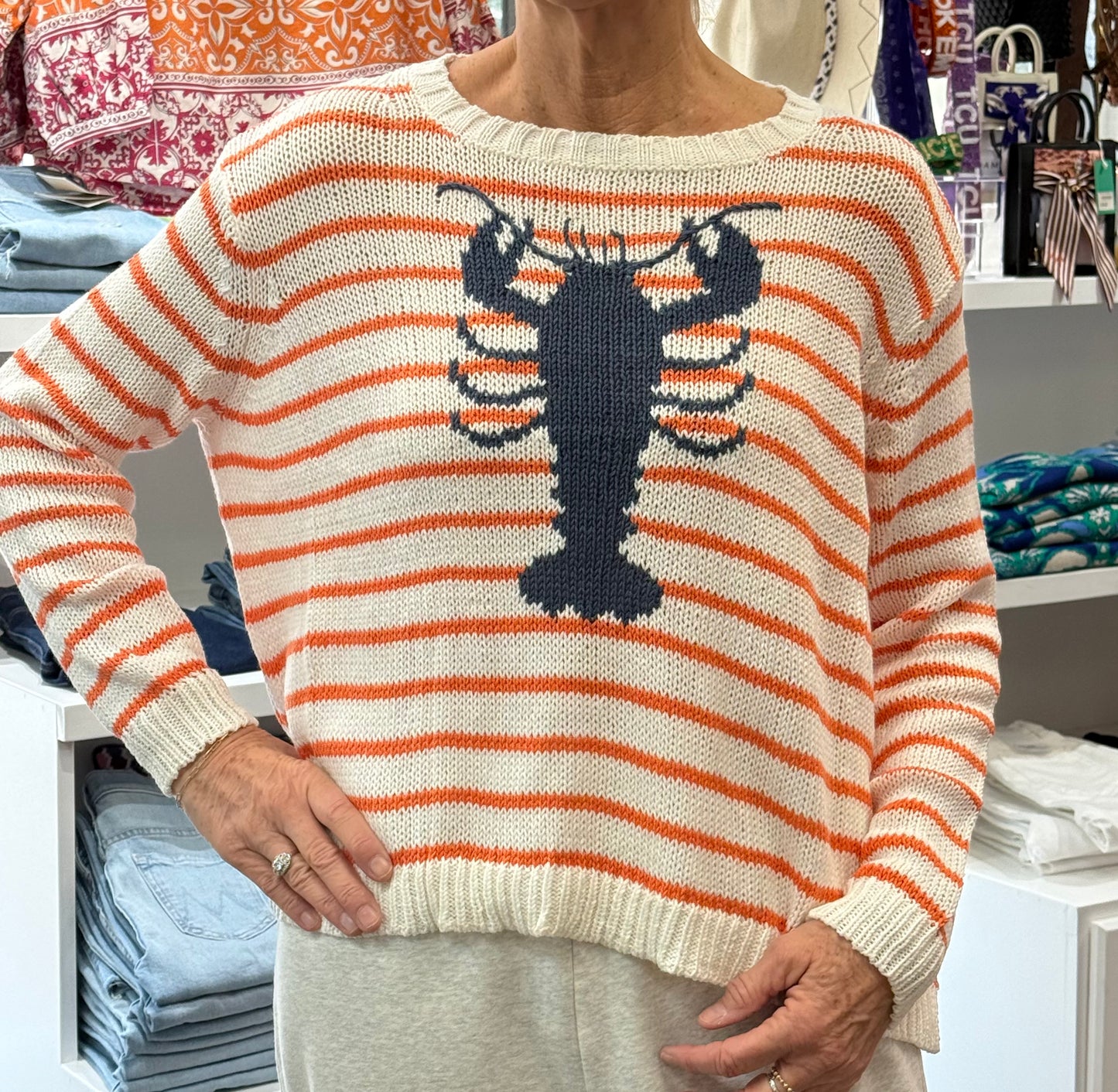 LOBSTER STRIPED CREW COTTON