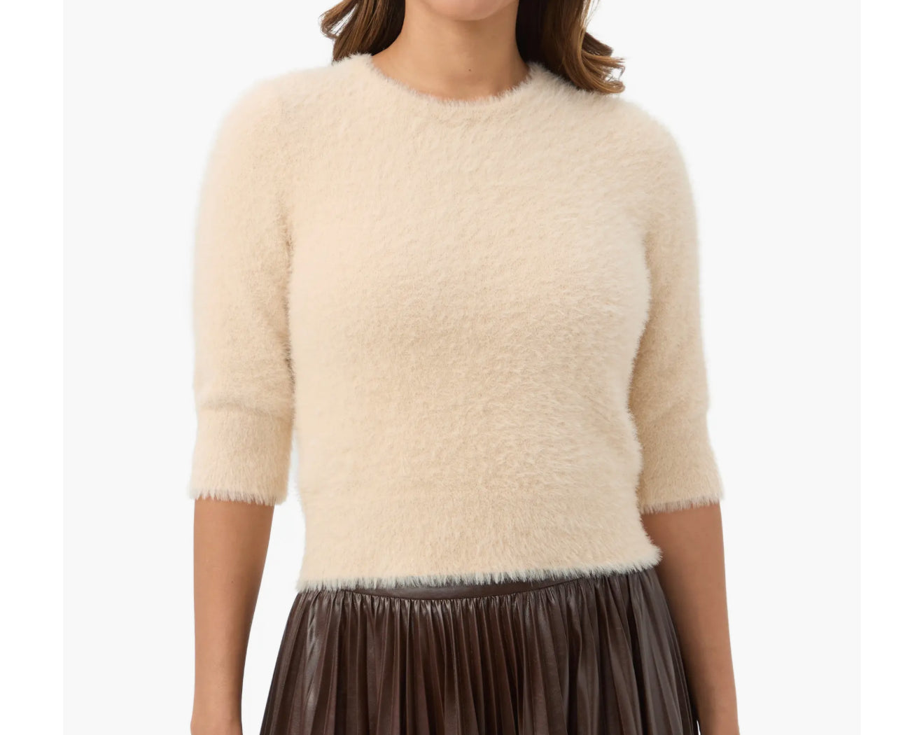 Mariah Fuzzy Elbow Sleeve Sweater