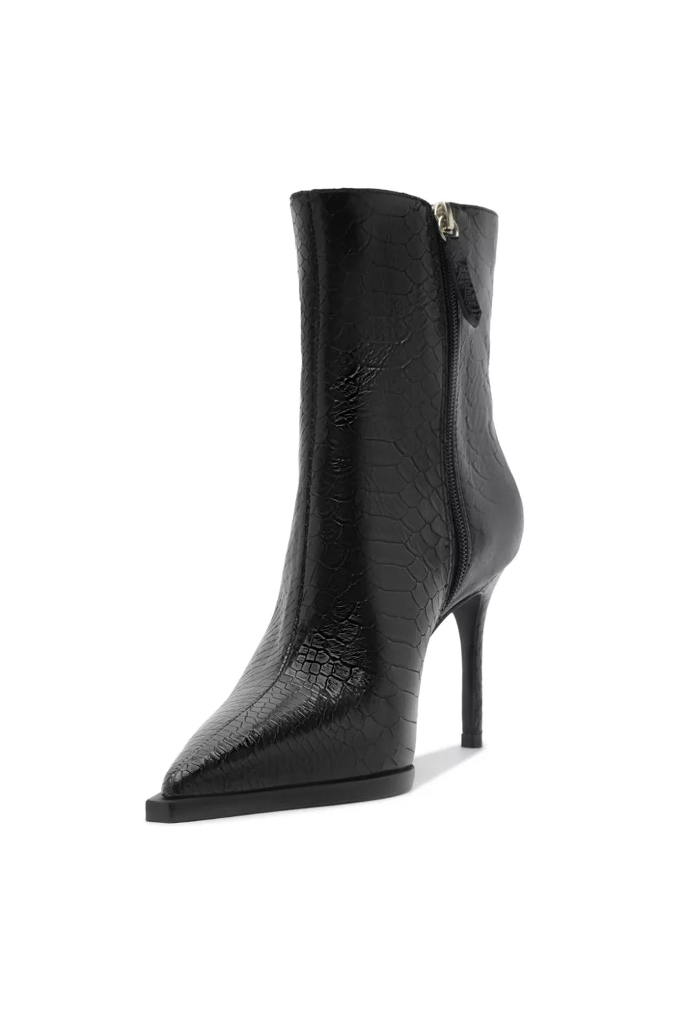 Mary textured leather ankle boot - black