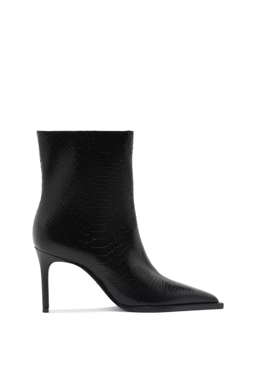 Mary textured leather ankle boot - black