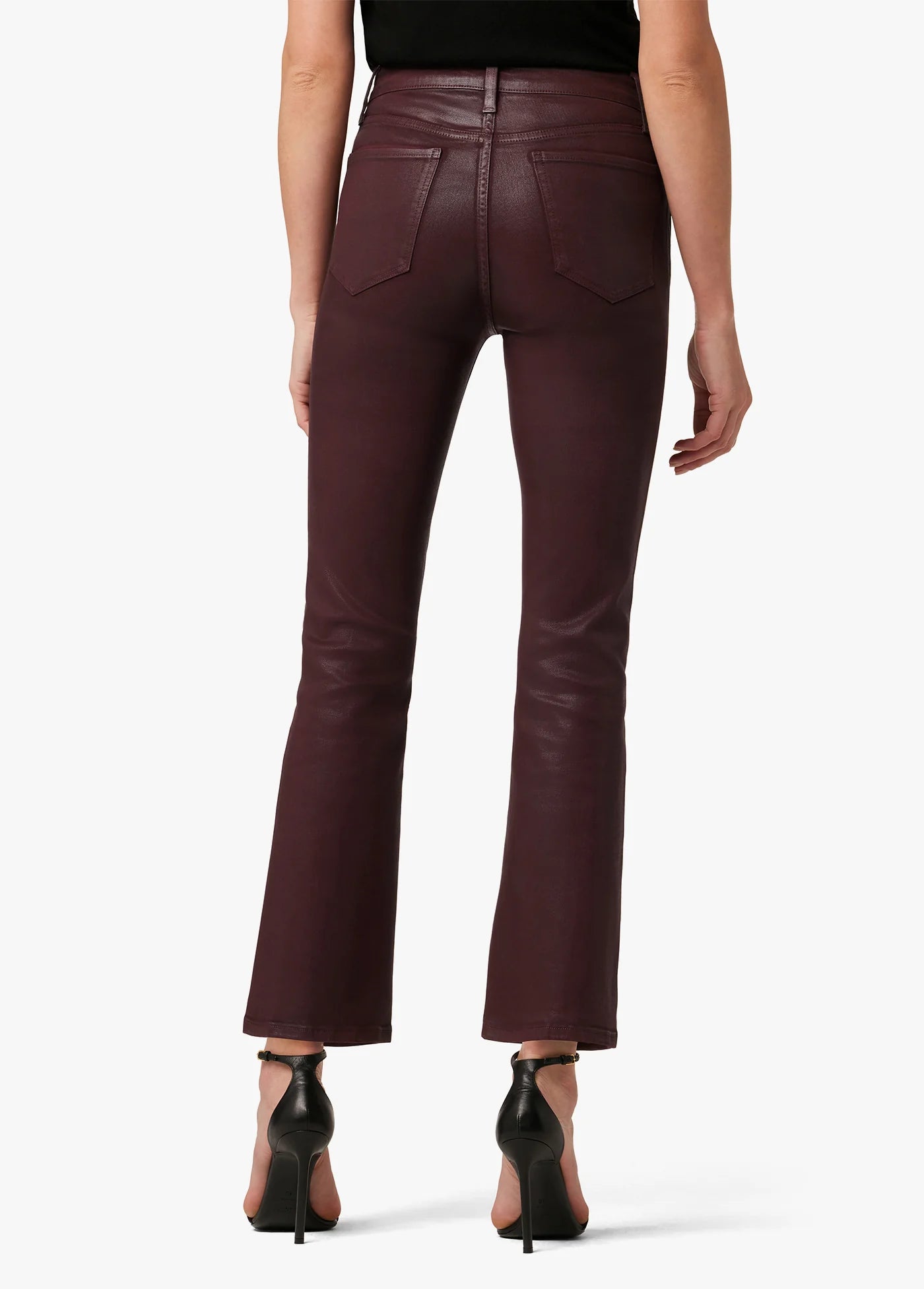 The Callie Cropped Bootcut Coated - Syrah