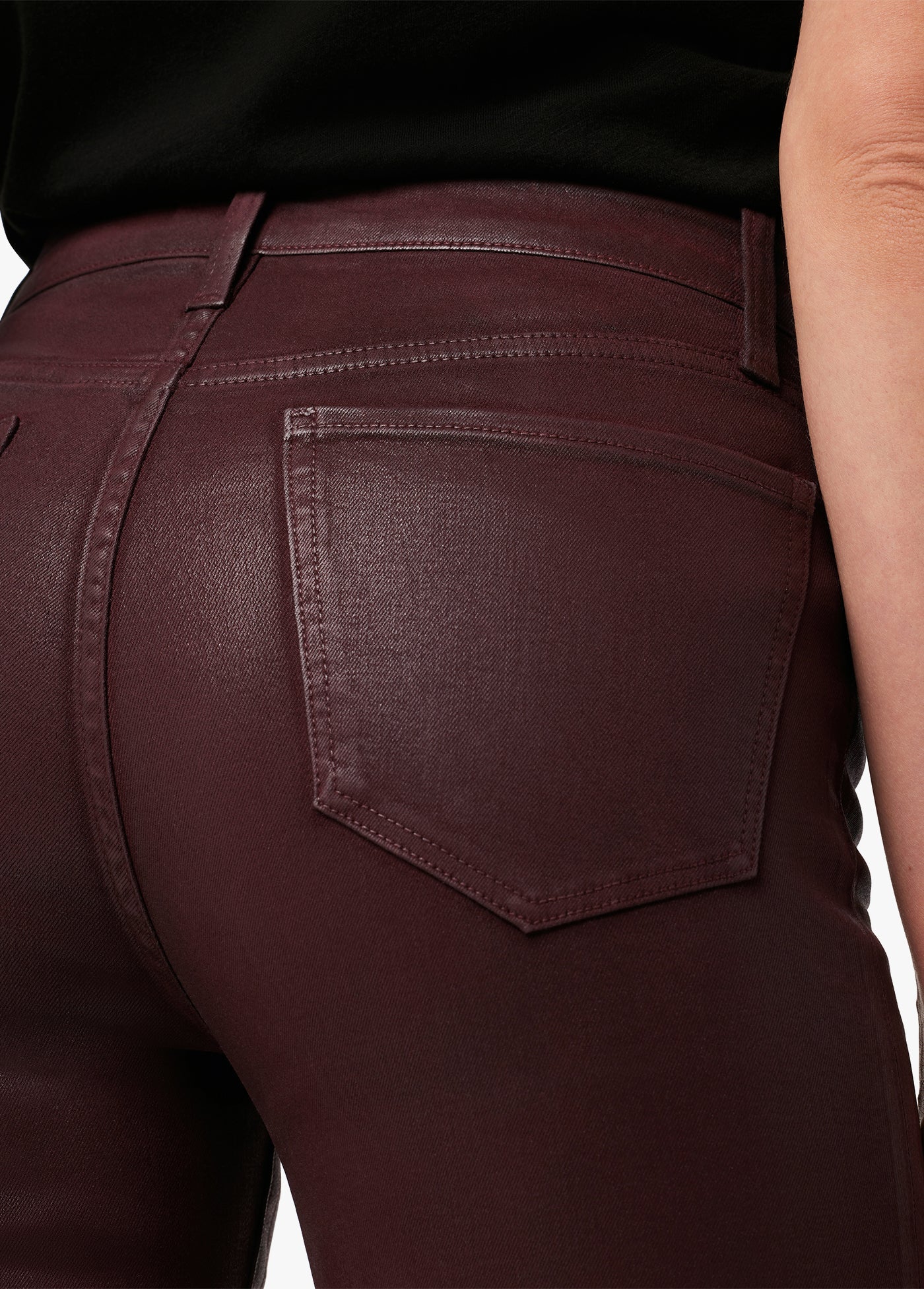 The Callie Cropped Bootcut Coated - Syrah