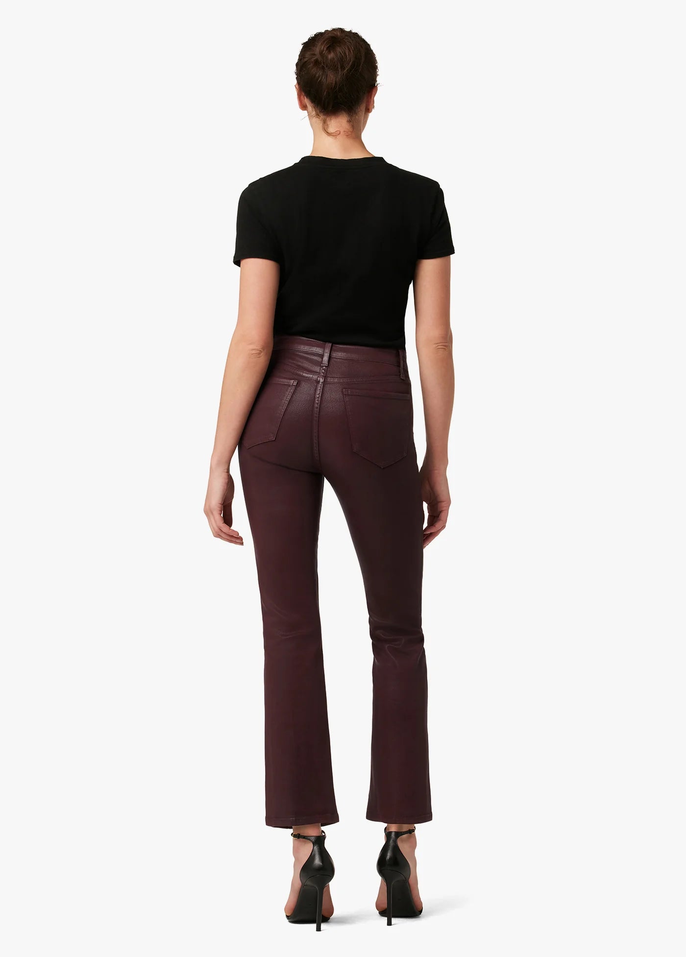 The Callie Cropped Bootcut Coated - Syrah