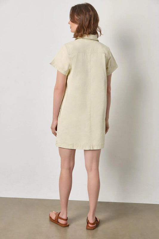 TWILL SPLIT NECK COLLARED DRESS