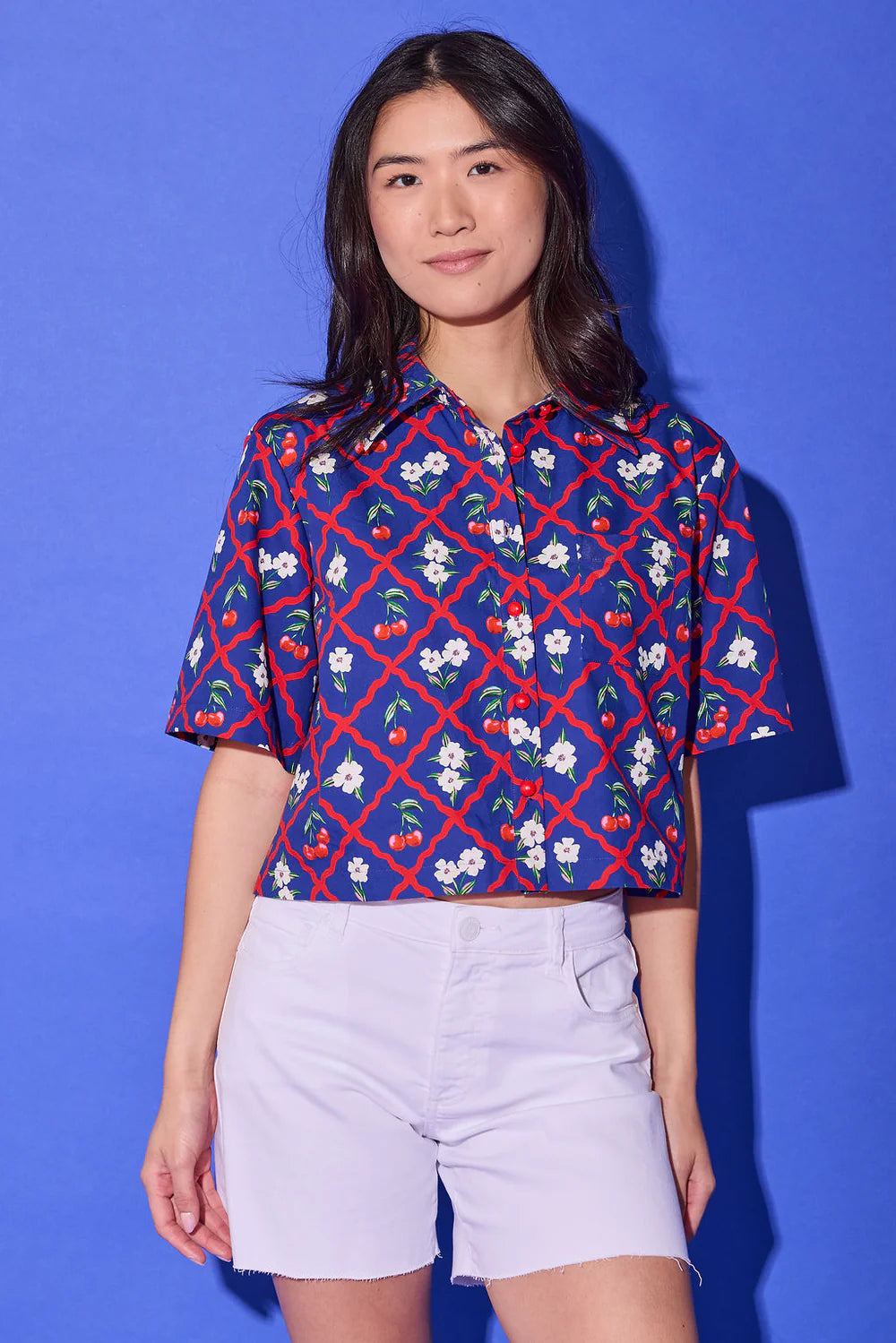 Alden Adair Remi Top - Navy Cherry
