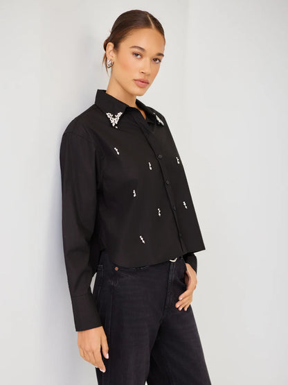 Fifteen Twenty LISA EMBELLISHED BUTTON-UP TOP