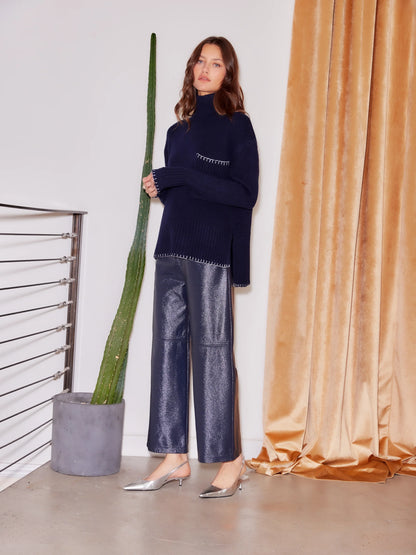 Faux Patent Leather Cropped Pants