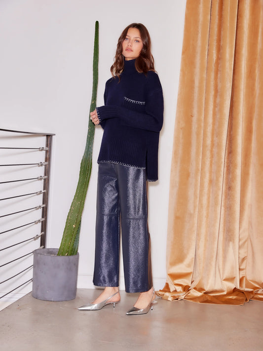 Faux Patent Leather Cropped Pants