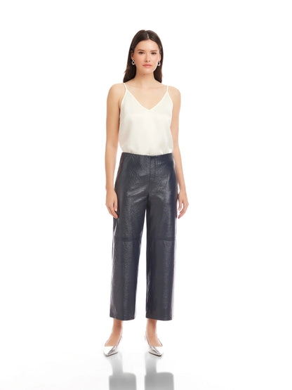 Faux Patent Leather Cropped Pants