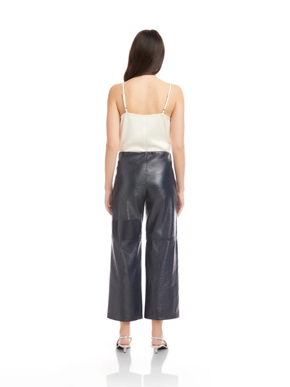 Faux Patent Leather Cropped Pants