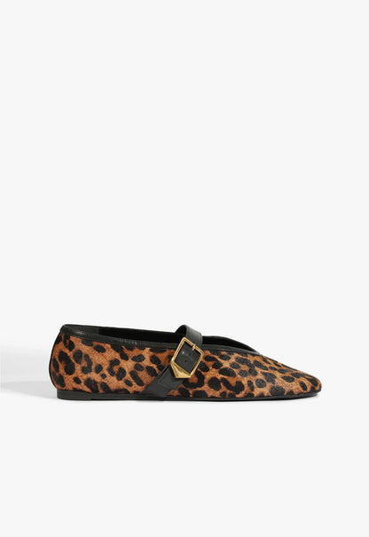 Courtney buckle hair calf flat - animal print