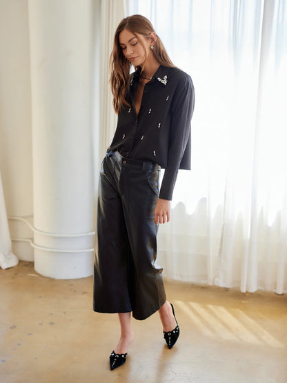 Fifteen Twenty LISA EMBELLISHED BUTTON-UP TOP