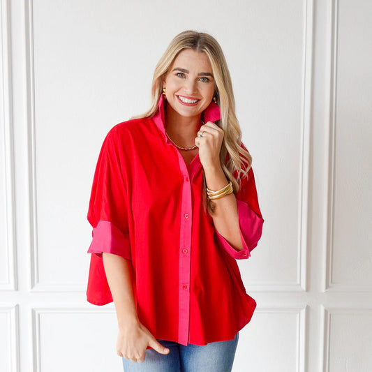 Abby Swing Top -  Red and Pink