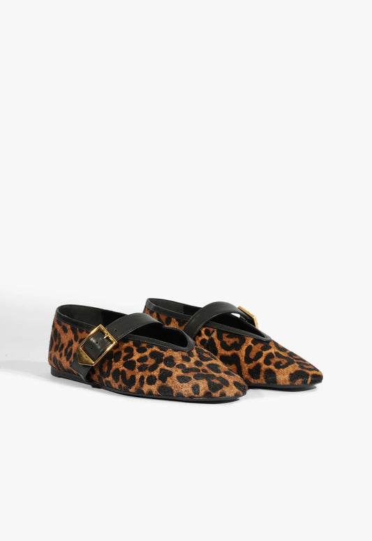 Courtney buckle hair calf flat - animal print