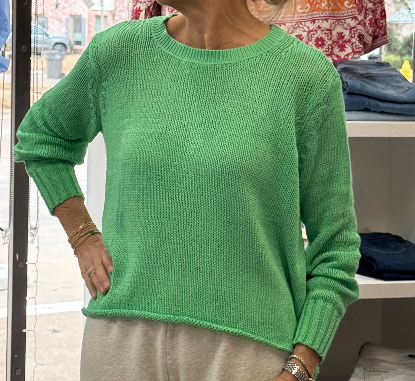 DYLAN TOP IN COTTON VERDIGRIS