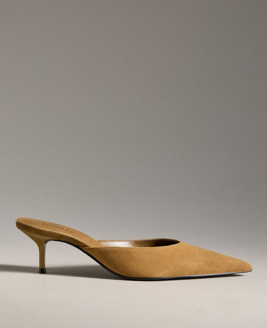 Julie suede kitten heel - dried pistachio
