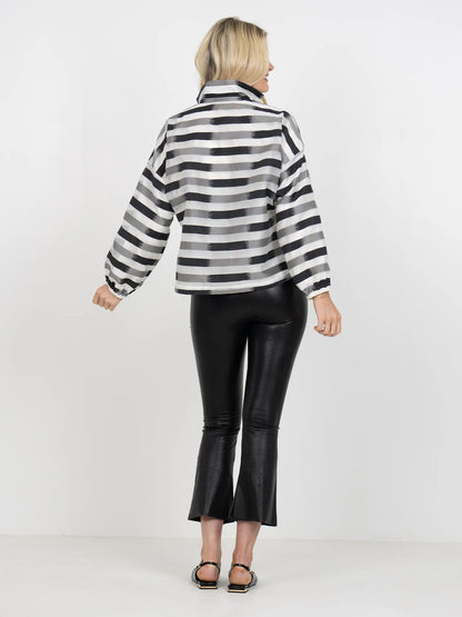 Long-Sleeve Truffle Stripe Poppy Top