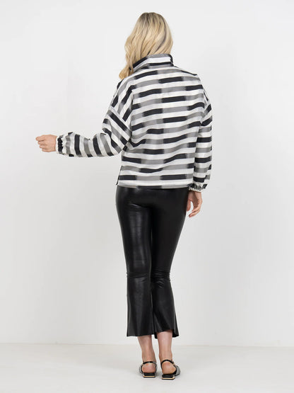 Long-Sleeve Truffle Stripe Poppy Top