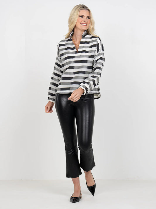 Long-Sleeve Truffle Stripe Poppy Top