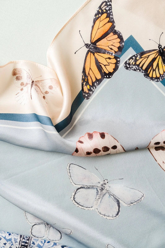 Butterfly silk scarf