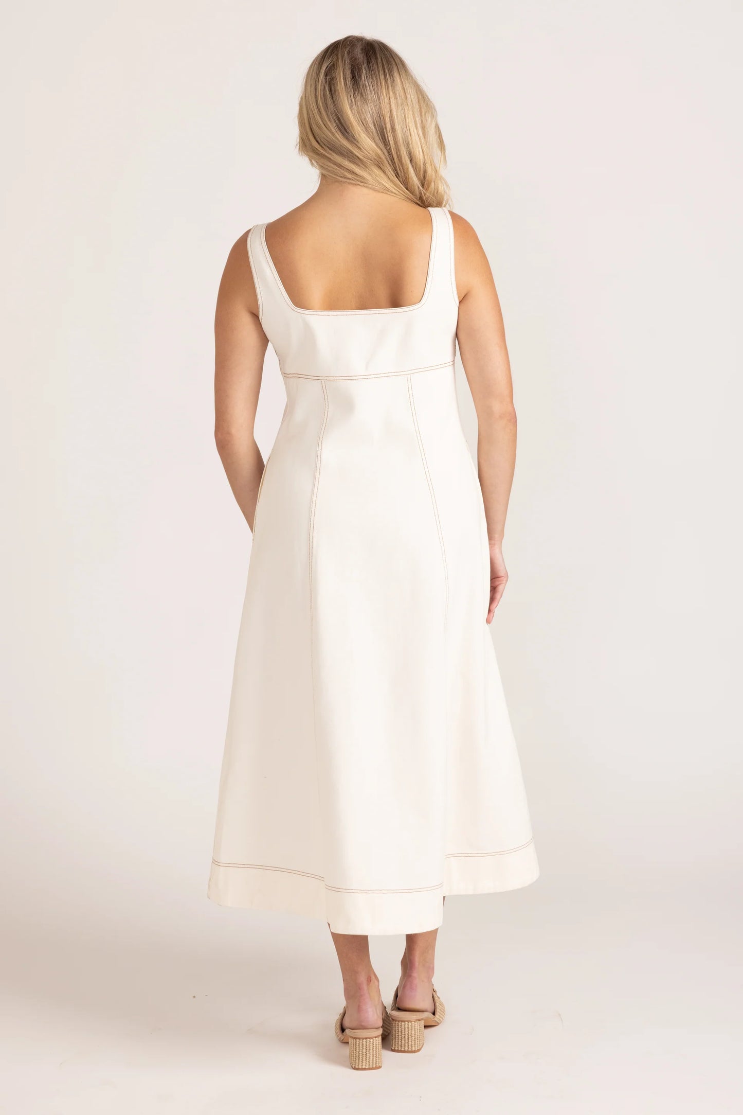 Virginia Dress, Ivory Denim