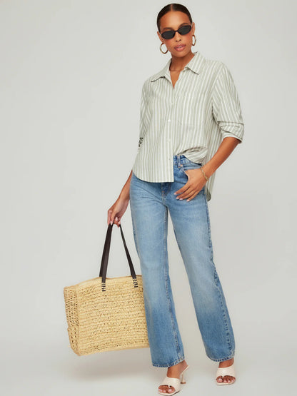 LEIGHTON RUCHED SLEEVE SHIRT