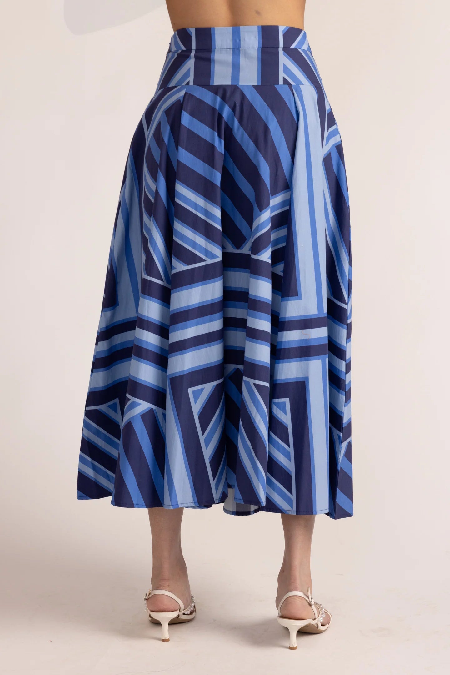 Edith Skirt in Blue Geo Stripe