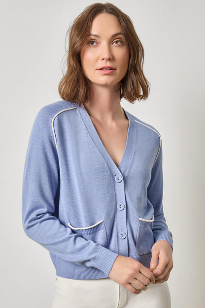 Saddle Sleeve V-Neck Cardigan