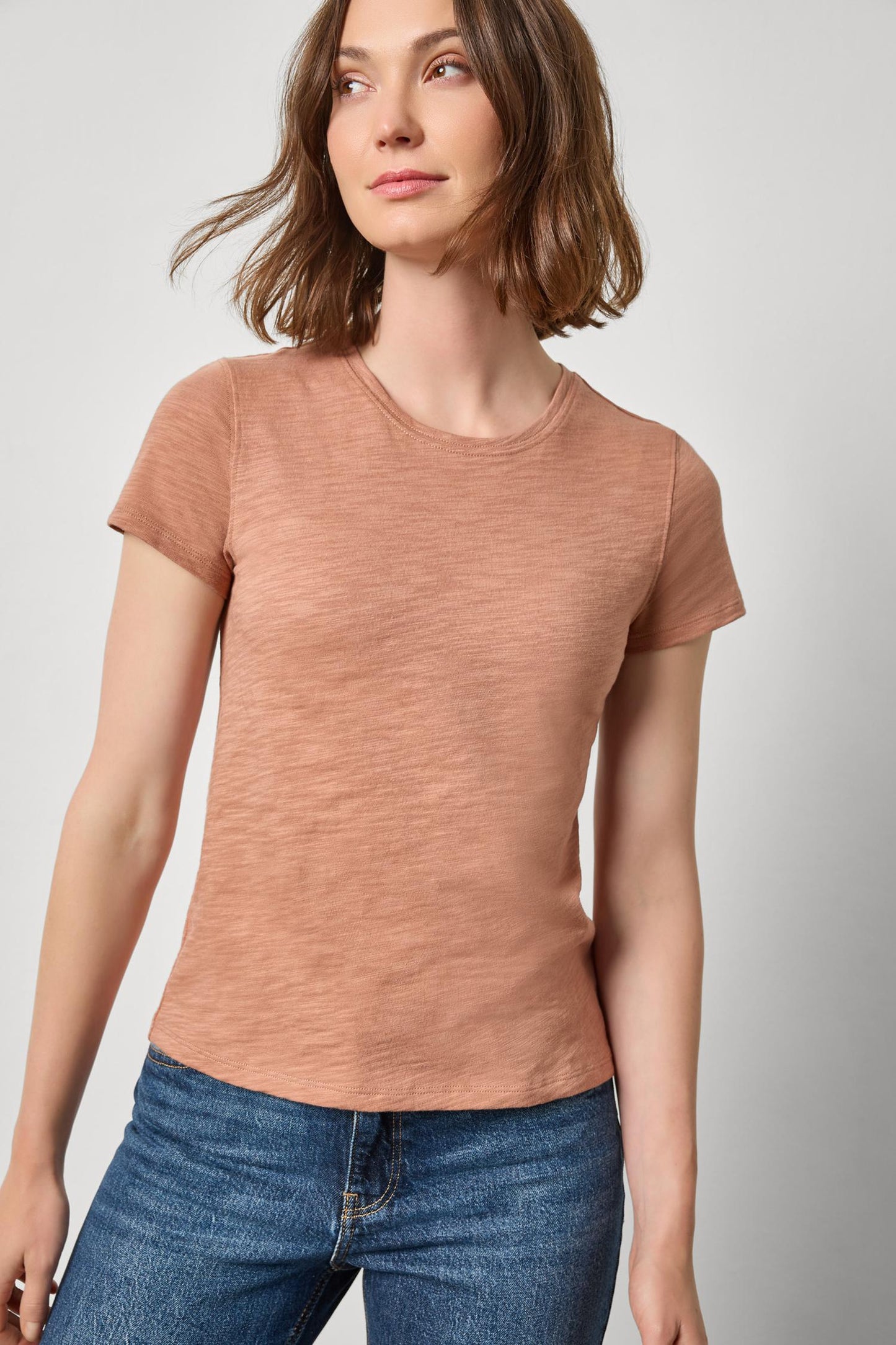 Short Sleeve Back Seam Crew Tee