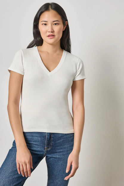 SUNWASHED CAP SLEEVE V-NECK