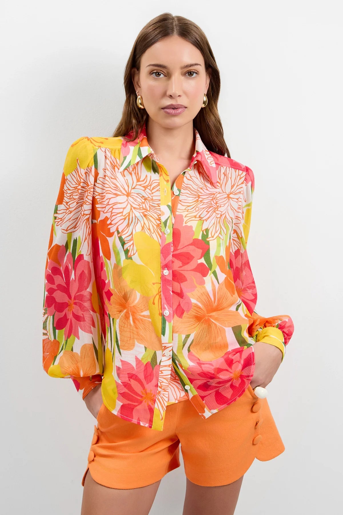 Trina Turk Monte Balloon Sleeve Top