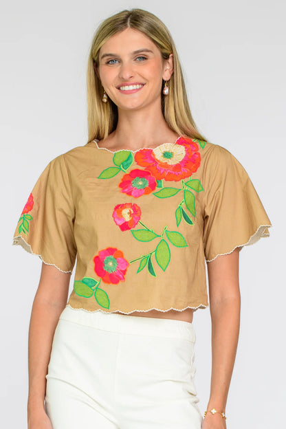 ELIZABETH JAMES Paloma Top Patch Ice Coffee