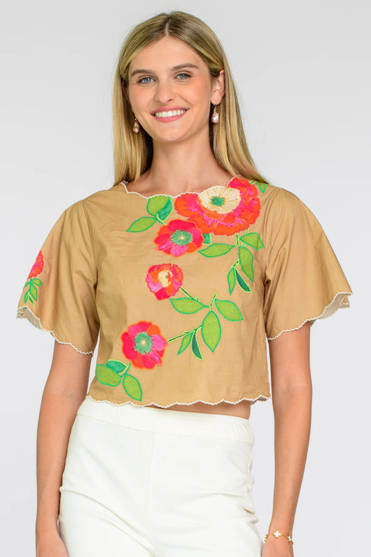 ELIZABETH JAMES Paloma Top Patch Ice Coffee