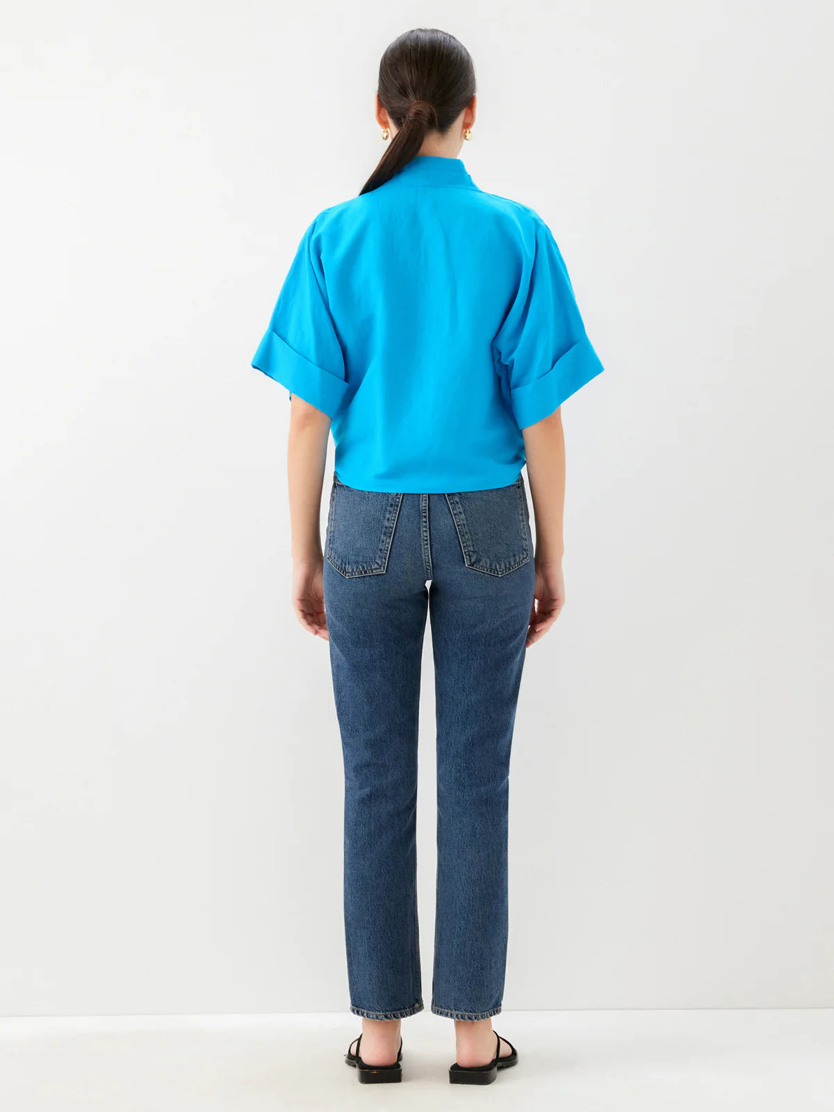FIFTEEN TWENTY JANICE CUFFED SLEEVE TIE-FRONT TOP