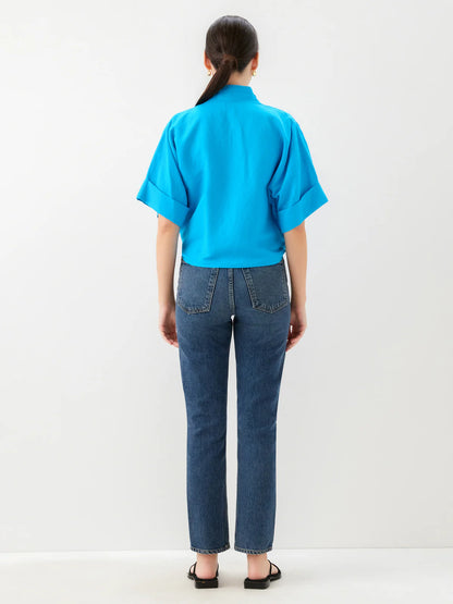 FIFTEEN TWENTY JANICE CUFFED SLEEVE TIE-FRONT TOP
