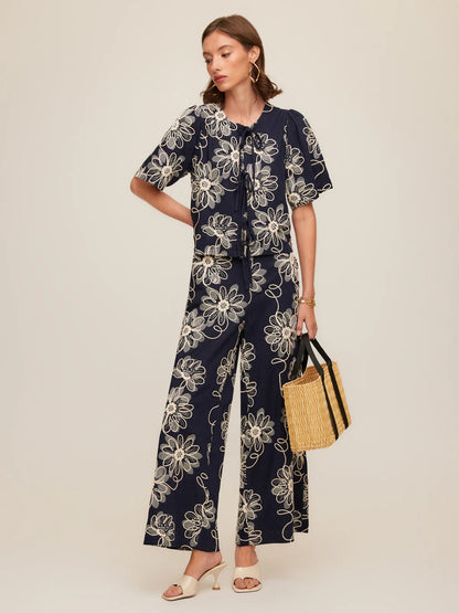 FIFTEEN TWENTY NADINE EMBROIDERED BOW DETAIL TOP