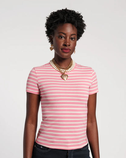 FRANCES VALENTINE Super Striped Baby Tee - in pink/white & blue/red