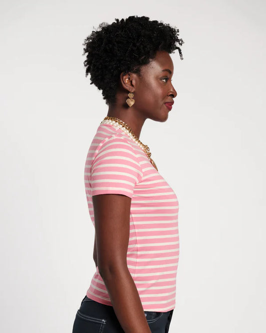 FRANCES VALENTINE Super Striped Baby Tee - in pink/white & blue/red
