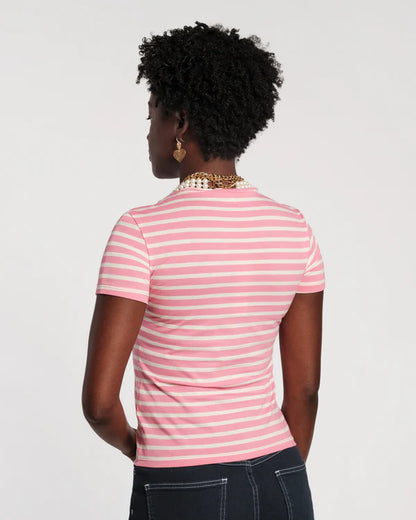 FRANCES VALENTINE Super Striped Baby Tee - in pink/white & blue/red