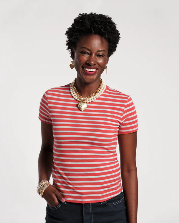 FRANCES VALENTINE Super Striped Baby Tee - in pink/white & blue/red