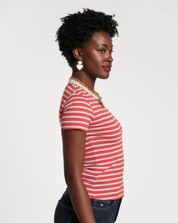 FRANCES VALENTINE Super Striped Baby Tee - in pink/white & blue/red
