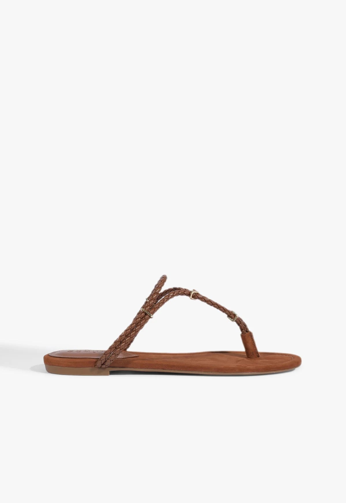 SCHUTZ CORDELIA FLAT SANDAL in Cognac