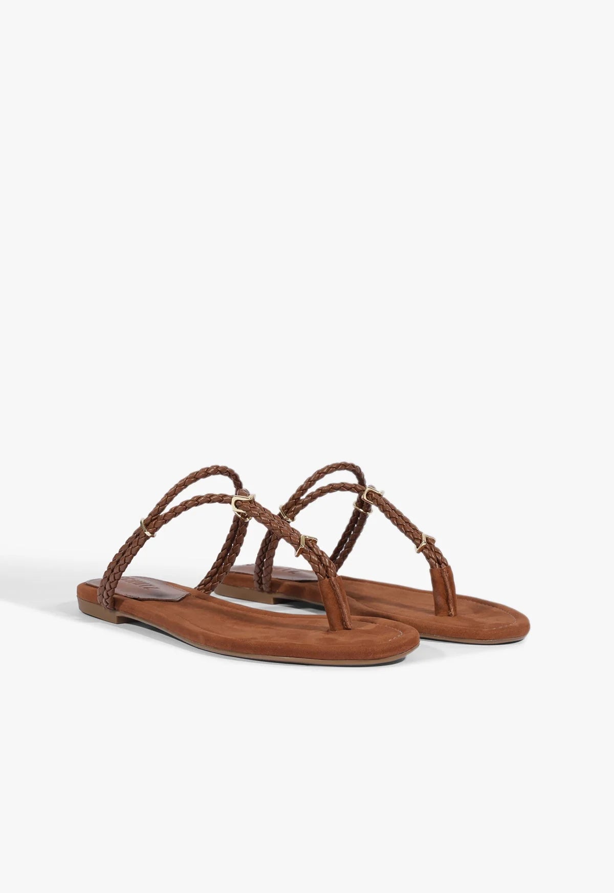 SCHUTZ CORDELIA FLAT SANDAL in Cognac
