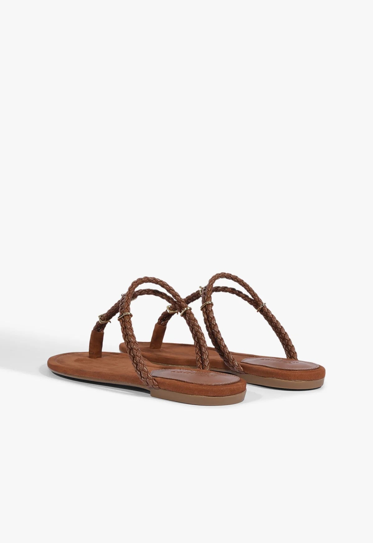 SCHUTZ CORDELIA FLAT SANDAL in Cognac
