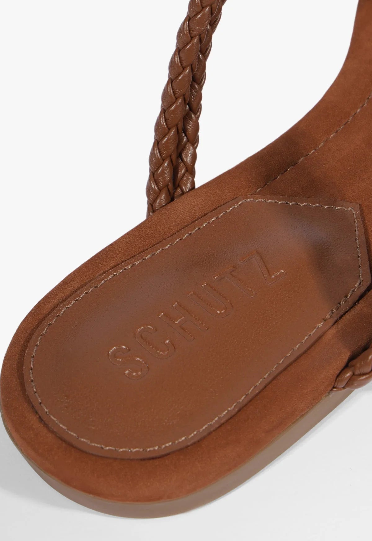 SCHUTZ CORDELIA FLAT SANDAL in Cognac
