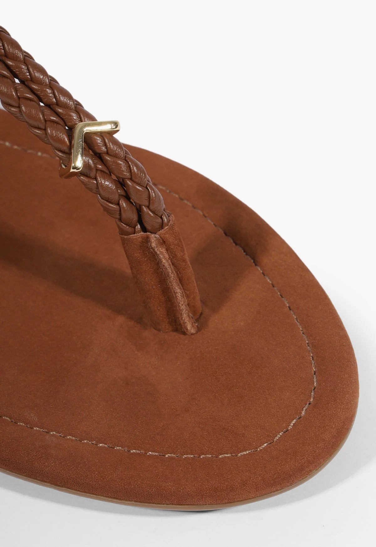 SCHUTZ CORDELIA FLAT SANDAL in Cognac