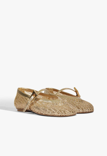 SCHUTZ SYLVIE MESH BALLET FLAT in Platinum