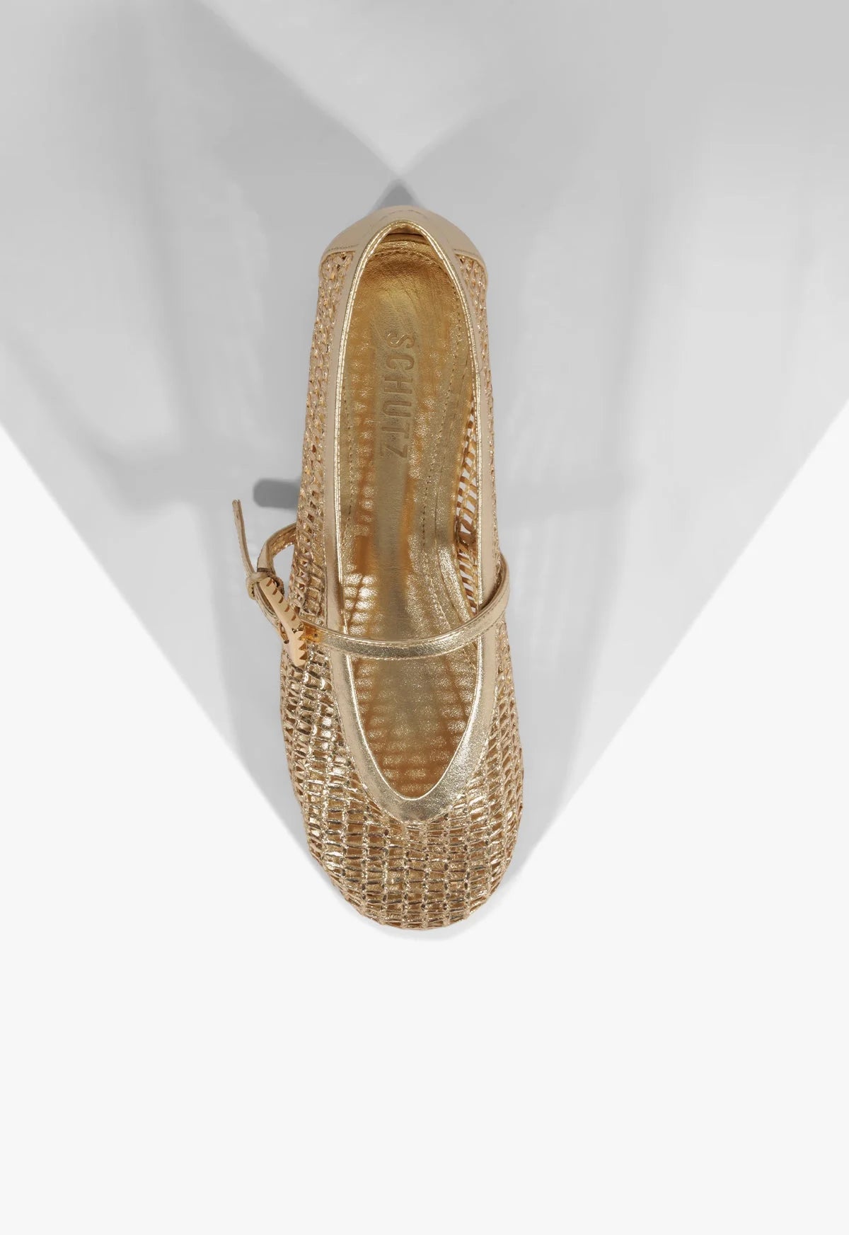 SCHUTZ SYLVIE MESH BALLET FLAT in Platinum