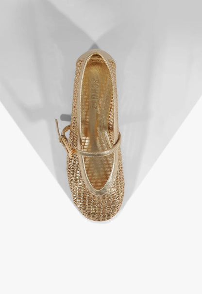 SCHUTZ SYLVIE MESH BALLET FLAT in Platinum